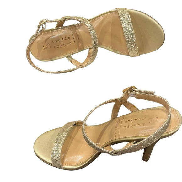 LC Lauren Conrad Hazelnuts Women's Dress Sandals 7.5 M gold shimmer - Picture 4 of 12